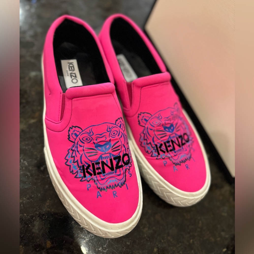 Kenzo Hot Pink Tiger Slip-On Sneakers for Women